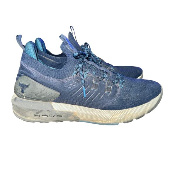 Under Armour HOVR Project Rock 3 Training Sneakers Men's Size 14 Blue Mesh - Picture 3 of 7